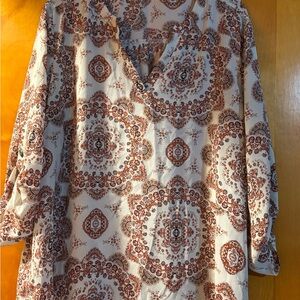 Maurices Floral Patterned Top - Cream and Brown